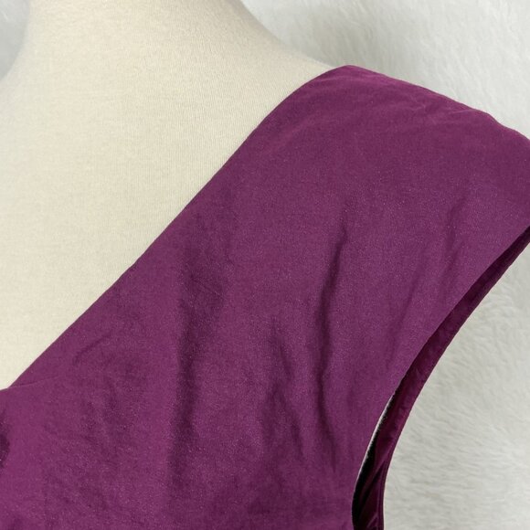 Eileen Fisher Cotton Silk Steel Stretch Shirred Purple Red Dress 10 - Picture 5 of 7